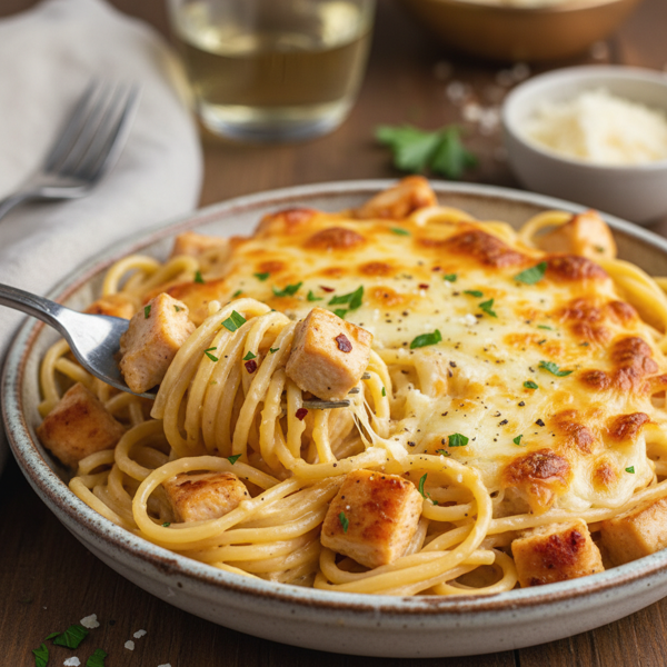 Creamy Cheesy Chicken Spaghetti Delight recipe