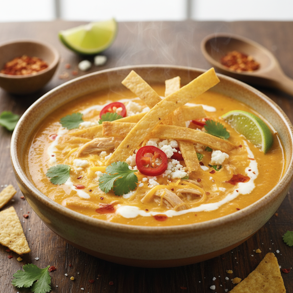 Creamy Cheesy Chicken Tortilla Soup recipe