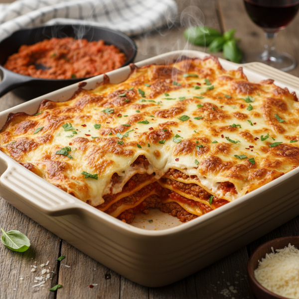 Creamy Cheesy Ground Beef Lasagna recipe
