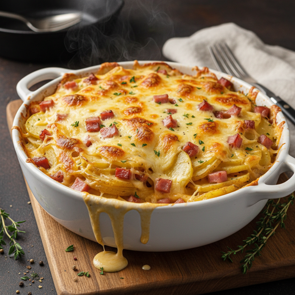 Creamy Cheesy Ham & Potato Delight recipe