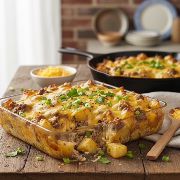 Creamy Cheesy Hamburger & Potato Delight recipe