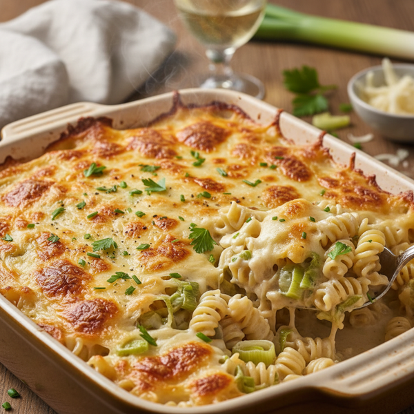Creamy Cheesy Leek Pasta Bake recipe