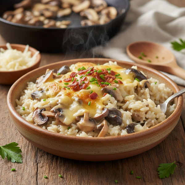Creamy Cheesy Mushroom Rice Bowl recipe