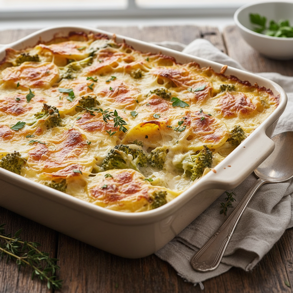 Creamy Cheesy Scalloped Potatoes with Broccoli recipe