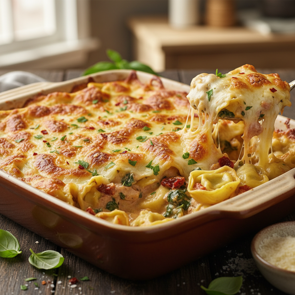 Creamy Cheesy Tortellini Bake recipe