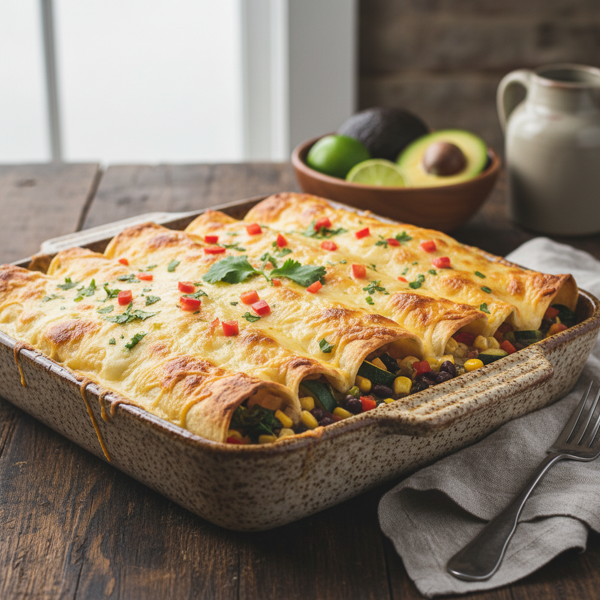 Creamy Cheesy Veggie Enchiladas recipe
