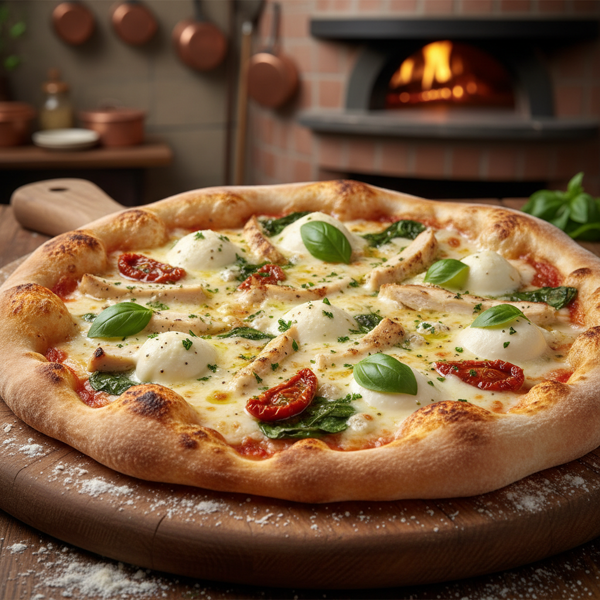 Creamy Chicken Alfredo Gourmet Pizza recipe