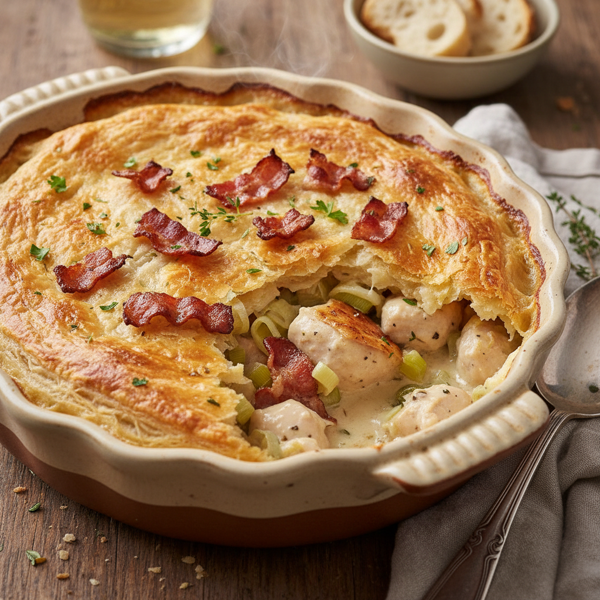 Creamy Chicken Bacon and Leek Bake recipe