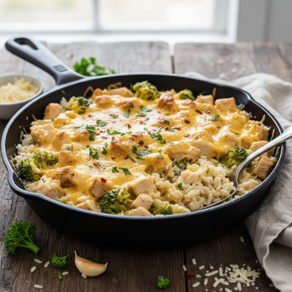 Creamy Chicken, Broccoli & Rice Skillet Delight recipe