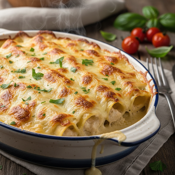 Creamy Chicken Cannelloni Bake recipe