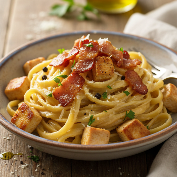 Creamy Chicken Carbonara with Crispy Bacon recipe