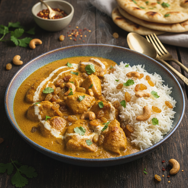 Creamy Chicken Curry with Raisins and Cashews recipe