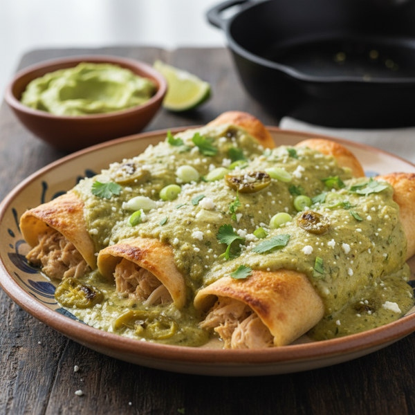 Creamy Chicken Enchiladas with Green Chilies recipe