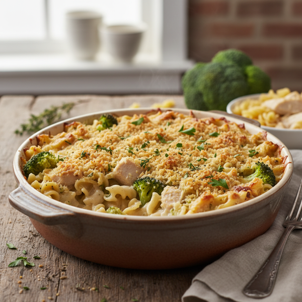 Creamy Chicken Noodle Casserole with Broccoli recipe
