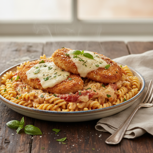 Creamy Chicken Parmesan Pasta Delight recipe