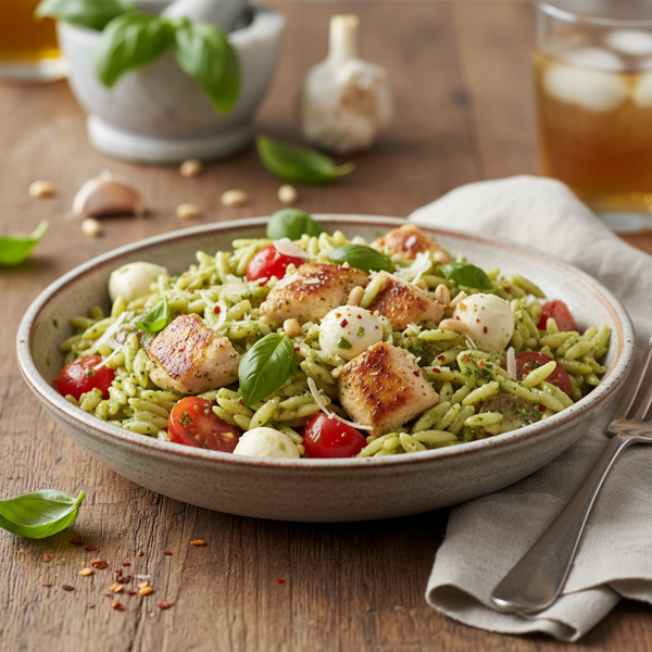 Creamy Chicken Pesto Orzo Salad recipe