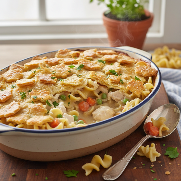 Creamy Chicken Pot Pie Casserole with Egg Noodles recipe