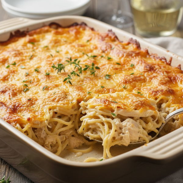 Creamy Chicken Spaghetti Casserole recipe