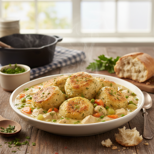 Creamy Chicken Stew with Herb Dumplings recipe