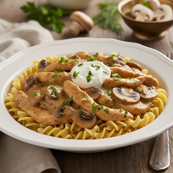 Creamy Chicken Stroganoff Delight recipe