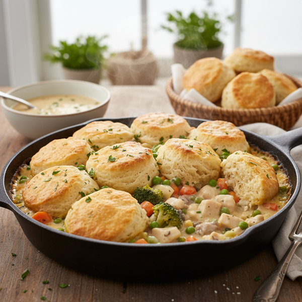 Creamy Chicken Veggie Biscuit Bake recipe