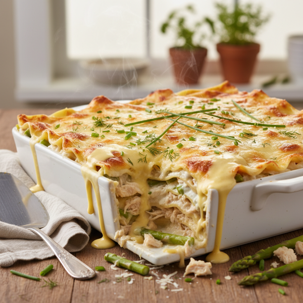 Creamy Chicken & Asparagus Lasagna with Hollandaise recipe