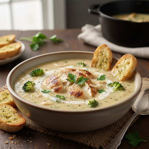 Creamy Chicken & Broccoli Alfredo Soup recipe