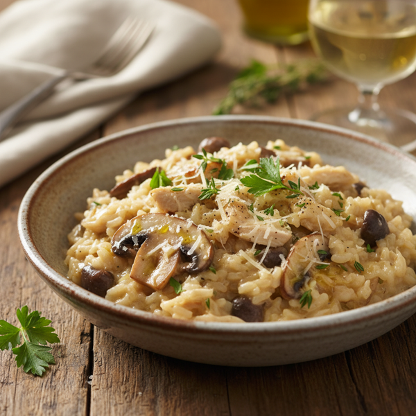 Creamy Chicken & Mushroom Risotto Delight recipe