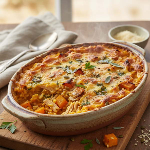 Creamy Chicken & Pumpkin Risotto Bake recipe