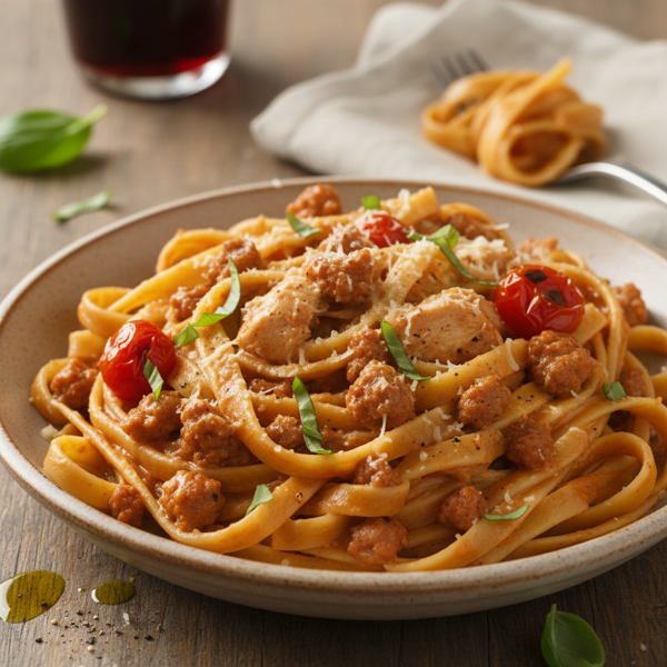Creamy Chicken & Sausage Fettuccine Ragu recipe