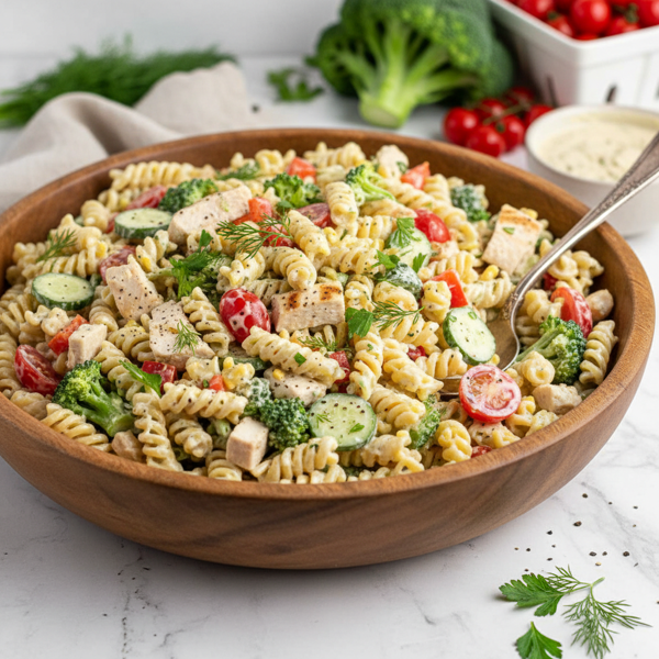Creamy Chicken & Veggie Pasta Salad recipe