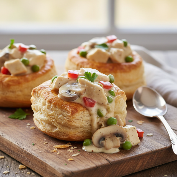 Creamy Chicken à la King with Puff Pastry Cups recipe