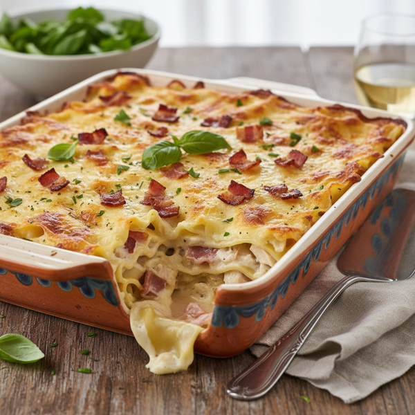 Creamy Chicken and Bacon Lasagna recipe