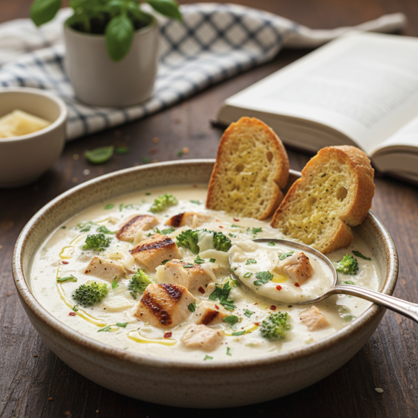 Creamy Chicken and Broccoli Alfredo Soup recipe