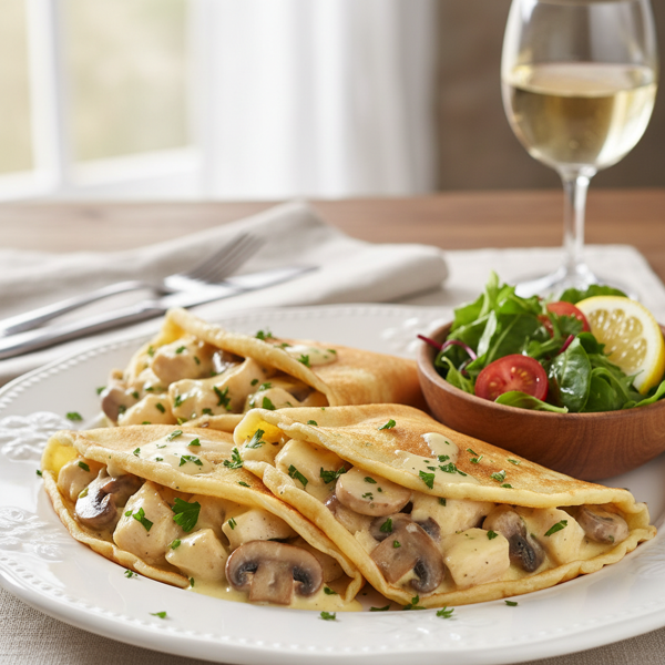 Creamy Chicken and Mushroom Crepes recipe