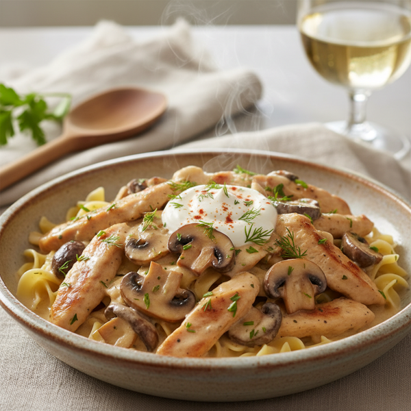 Creamy Chicken and Mushroom Stroganoff Delight recipe