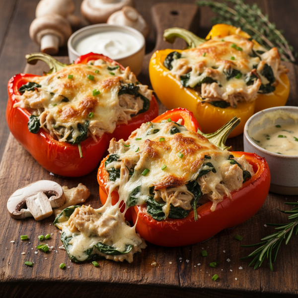 Creamy Chicken and Mushroom Stuffed Peppers recipe