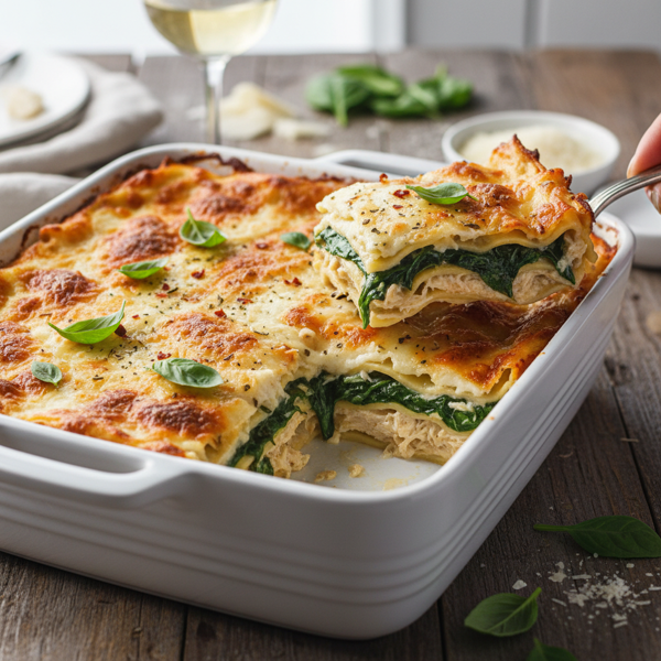 Creamy Chicken and Spinach Lasagna recipe