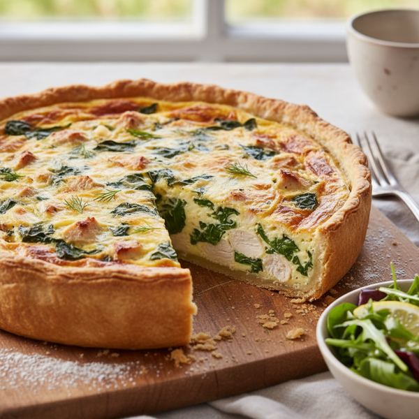 Creamy Chicken and Spinach Quiche Delight recipe