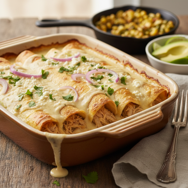 Creamy Chicken or Turkey Enchiladas recipe