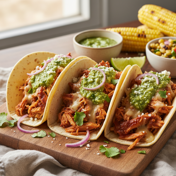 Creamy Chipotle Chicken Tacos with Tomatillo Sauce recipe