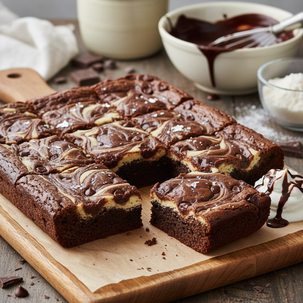 Creamy Chocolate Marble Brownies recipe