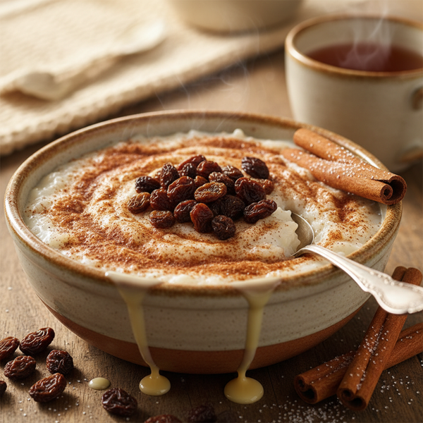 Creamy Cinnamon Infused Rice Pudding with Raisins recipe