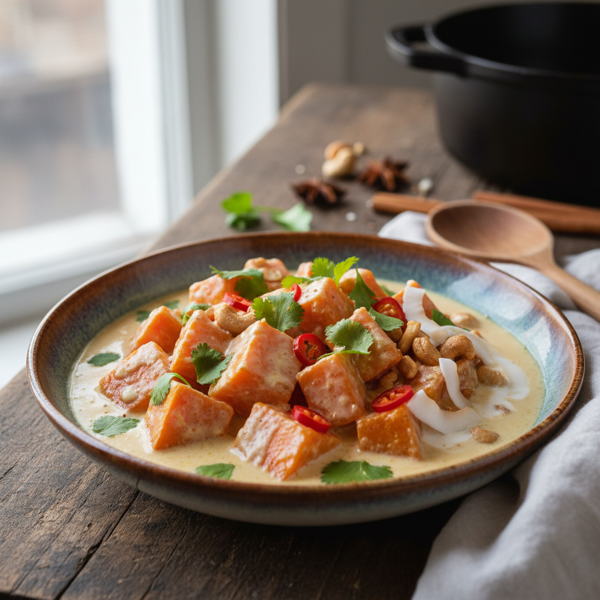 Creamy Coconut-Braised Pumpkin and Sweet Potato Medley recipe