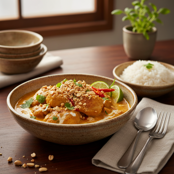 Creamy Coconut Curry Chicken with Peanuts recipe