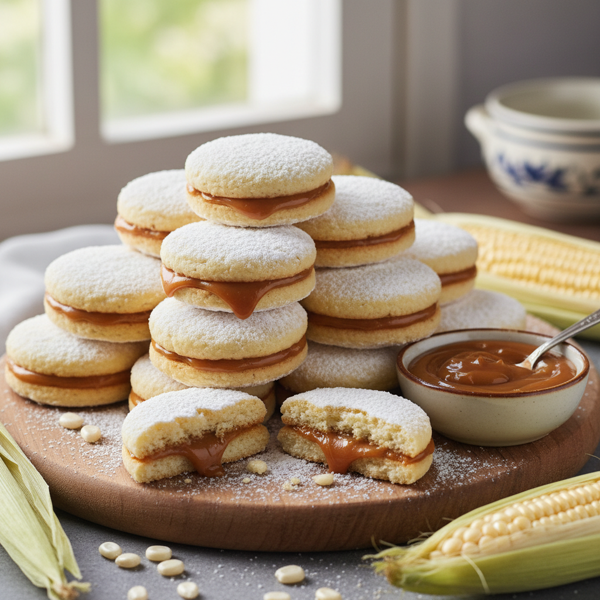Creamy Cornstarch Alfajores with Homemade Dulce De Leche recipe