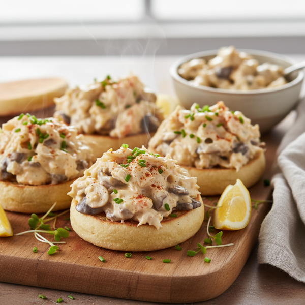 Creamy Crab & Mushroom English Muffin Bites recipe