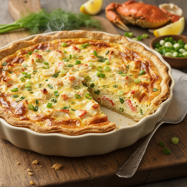 Creamy Crab & Scallion Quiche recipe