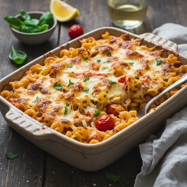 Creamy Crab & Tomato Pasta Bake recipe