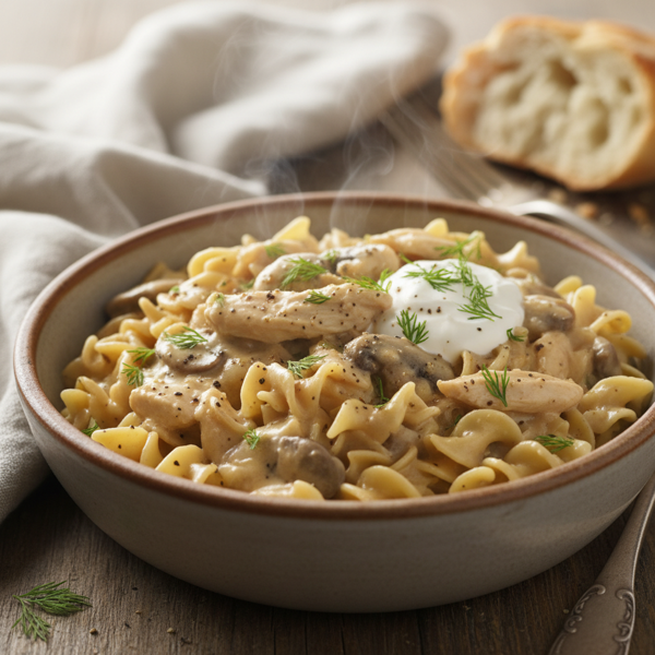 Creamy Crock Pot Chicken Stroganoff Delight recipe